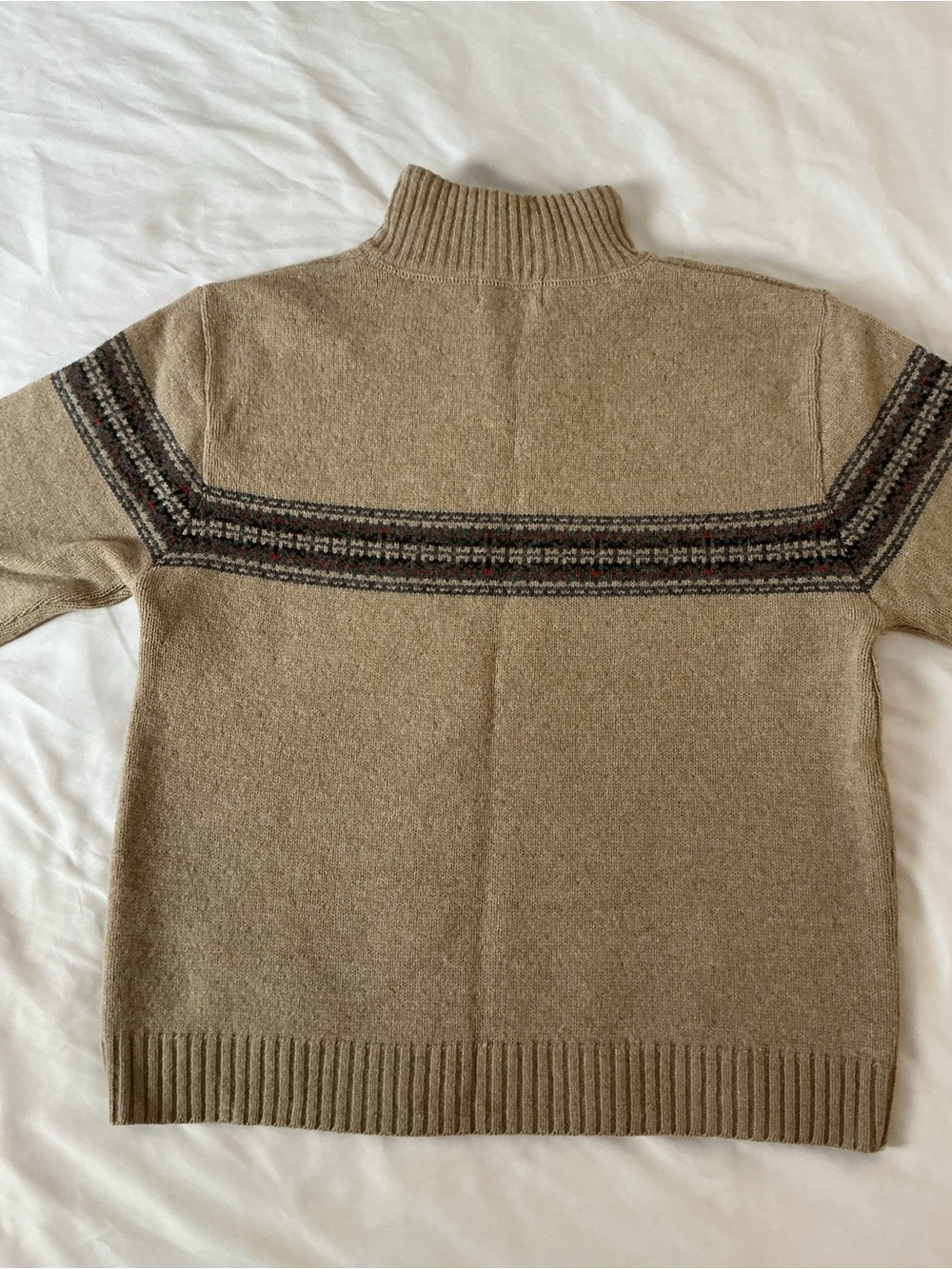 Woolrich Women’s Beige Lambswool Quarter Zip Sweater – Fair Isle Knit - Picture 10 of 10